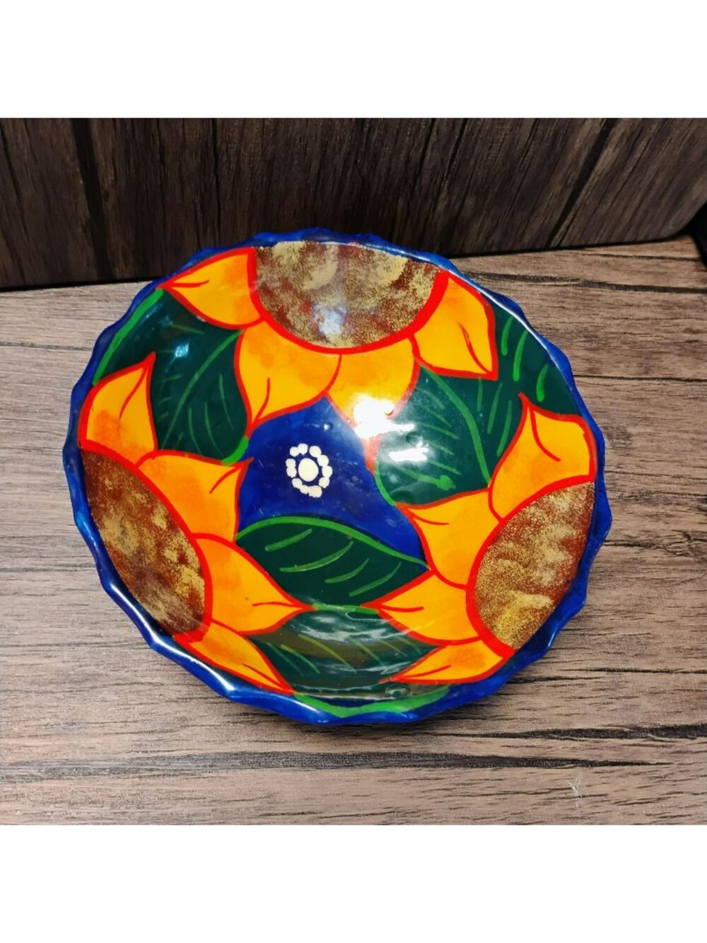 Mexican Talavera Hand-Painted Ceramic Bowl With Floral Design Small Footed Dish